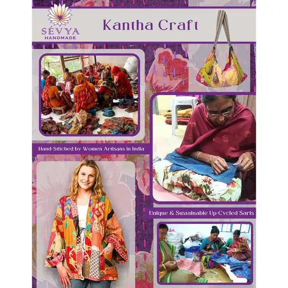 Sevya Handmade - Reversible Cotton Kantha Kimono Jacket - OS - Picture 12 of 12